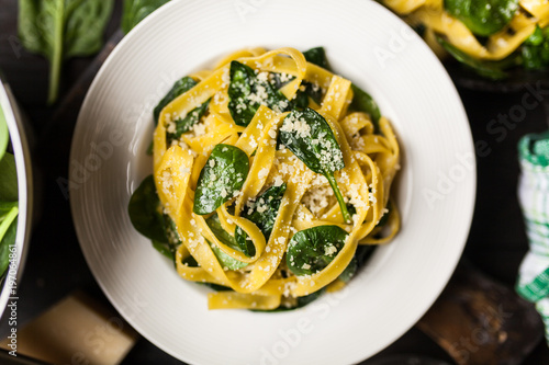 Spinach tagliatelle pasta