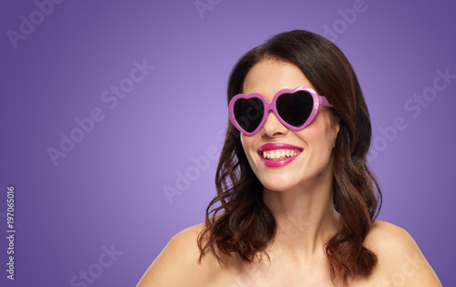 woman with heart shaped shades over ultra violet