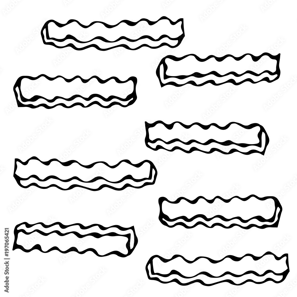 Obraz premium Carrot Figure Knife Cuts. Fresh Jucy Slices of Carrots cut with Wavy Knife. Carved Cooking Ingredient, Vegetable Salad. Healthy Vegan Cuisine. Realistic Hand Drawn Illustration. Savoyar Doodle Style.