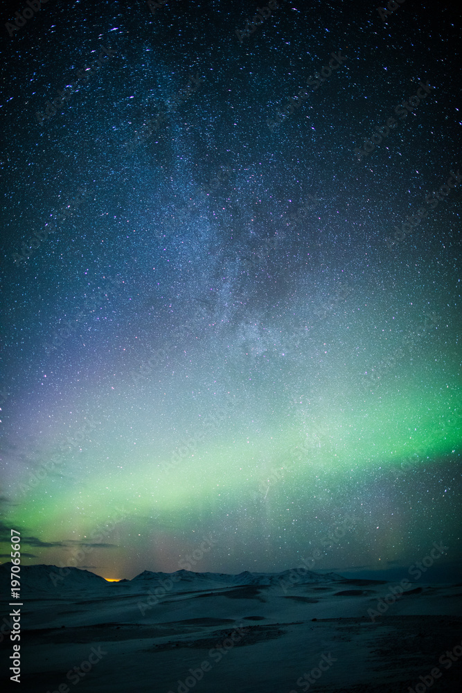 Milky way with northern lights