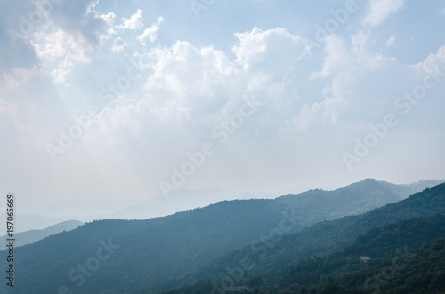  Doi pui mountains with a lot of clouds in chaingmai thailand