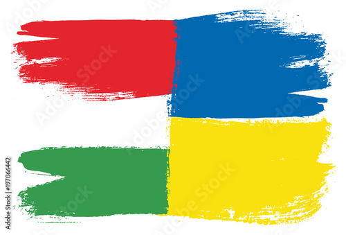 Hungary Flag   Ukraine Flag Vector Hand Painted with Rounded Brush