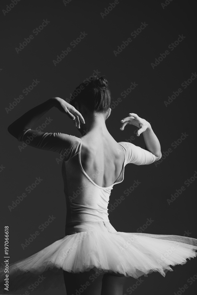 Fototapeta premium Young beautiful ballerina is posing in studio