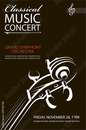 Fototapeta monochrome classical concert poster with violin image