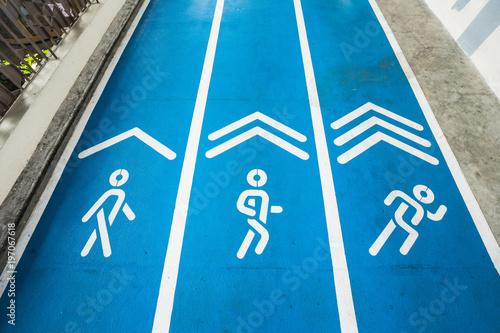 blue concrete runway, walkway and jogging way