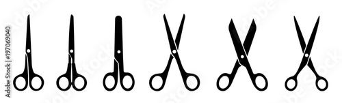 Scissors for cutting flat icon style - stock vector.