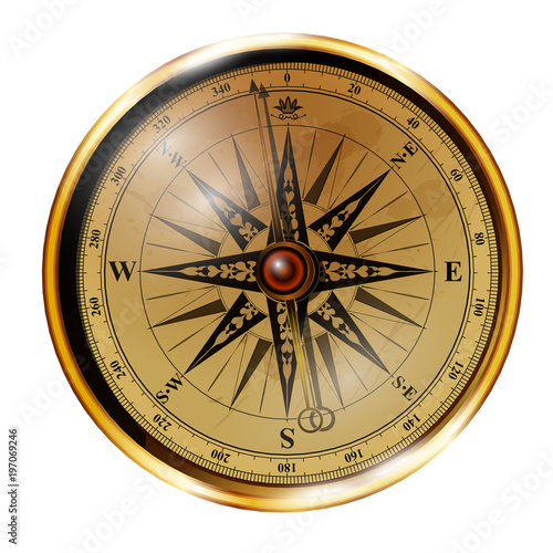 Vintage brass compass