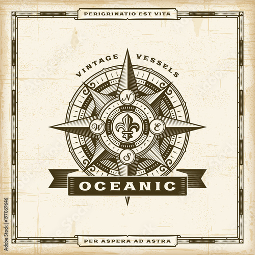 Vintage Oceanic Label. Editable EPS10 vector illustration in retro woodcut style with transparency.