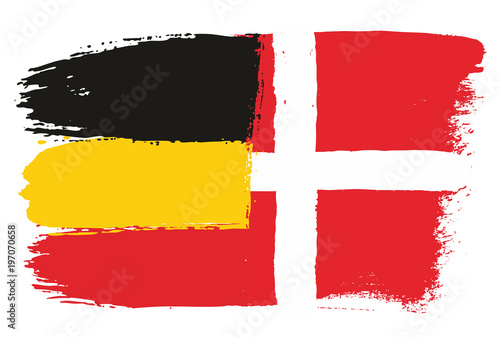 Germany Flag & Denmark Flag Vector Hand Painted with Rounded Brush