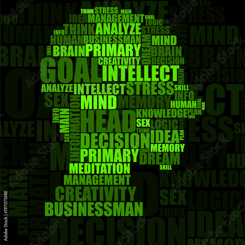 Abstract colorful silhouette human head of words. Vector © vladystock