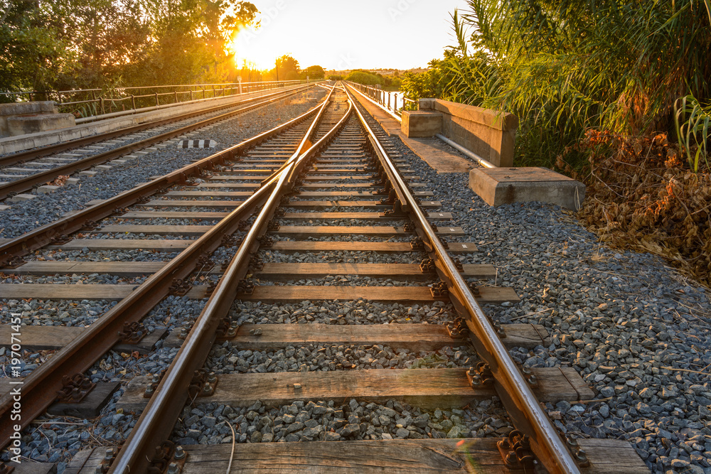 Railway towards sunset