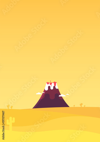 Volcano Flat Cute Style Vector Illustration