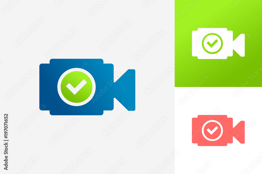 Camera Video Check Logo Template Design Vector, Emblem, Design Concept, Creative Symbol, Icon