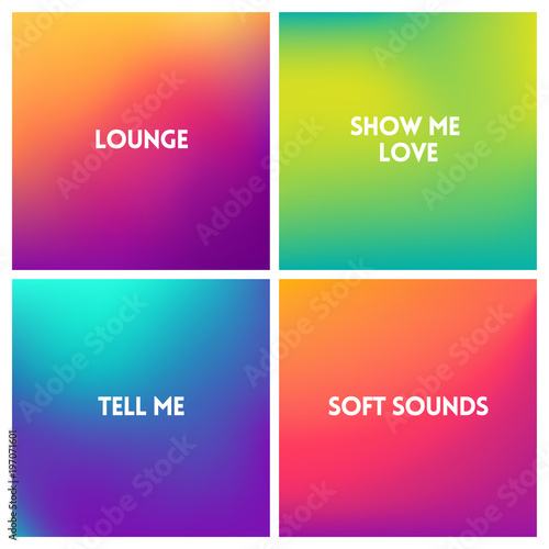 Abstract vector multicolored blurred background set. 4 colors set.