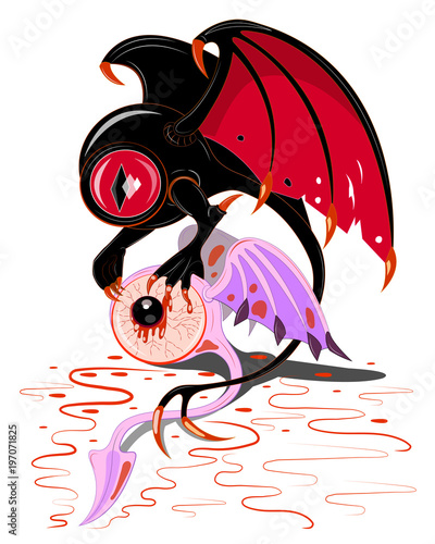 Two fantastic winged eyes fight