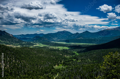 Frontier land. Green Wooded Mountain Valley, Rocky Mountain National Park. Colorado, USA © konoplizkaya