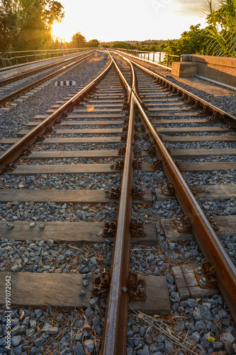 Railway towards sunset