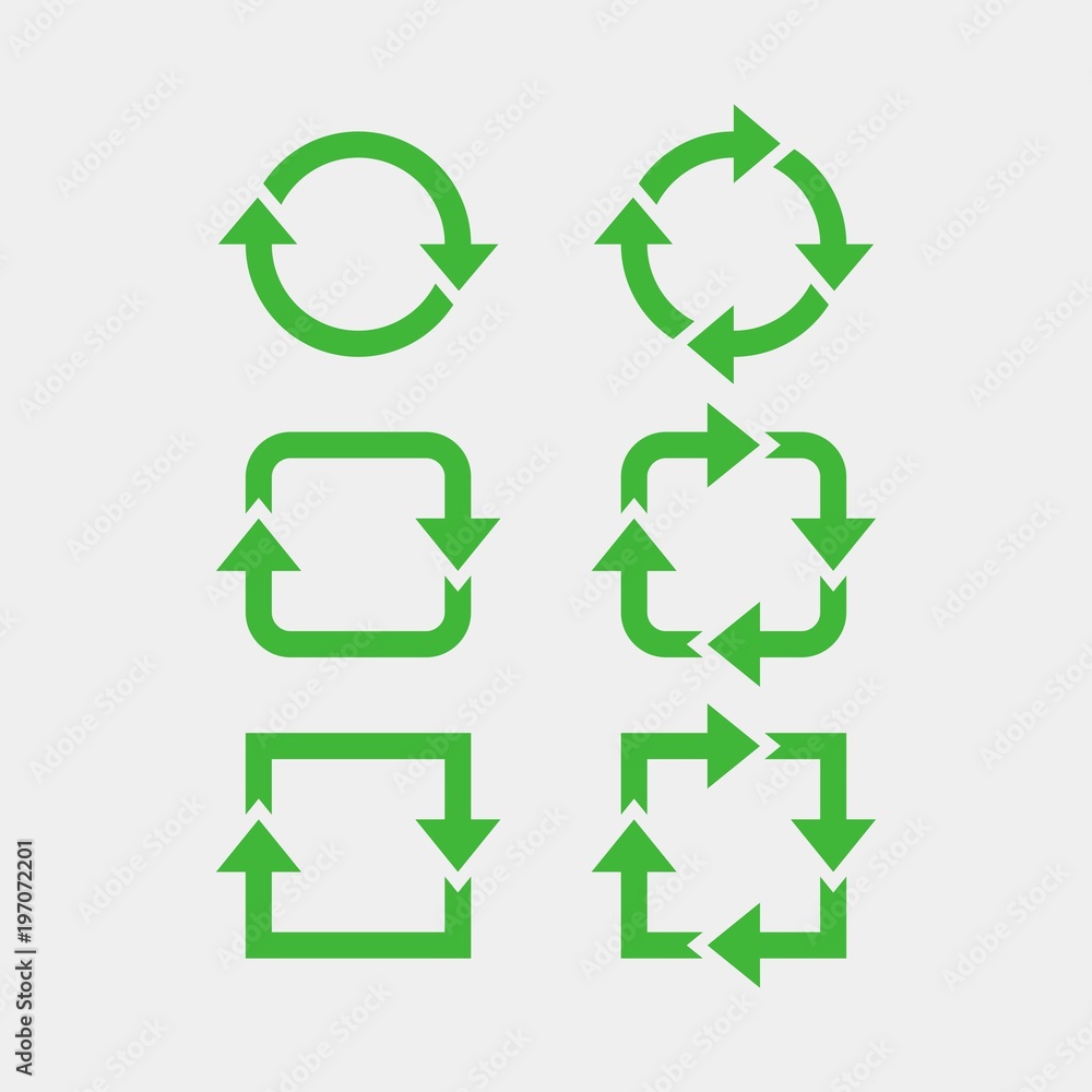 Recycling flat vector icons set. Arrows flat vector icons set Recycling flat vector icons set. Arrows flat vector icons set
