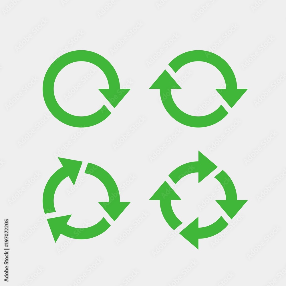 Recycling flat vector icons set. Arrows flat vector icons set Recycling flat vector icons set. Arrows flat vector icons set