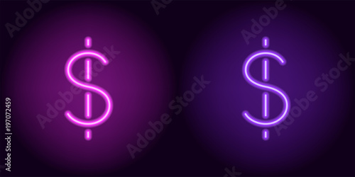 Purple and violet neon dollar sign