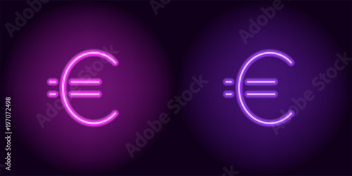 Purple and violet neon euro sign
