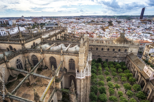 Seville cathedral and city view