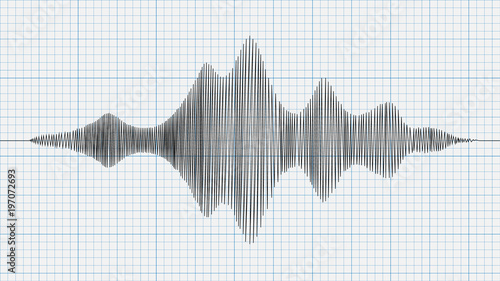 Seismograph diagram, graph of earthquake on paper, vector illustration