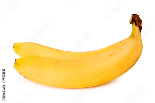 Two ripe bananas on a white background.