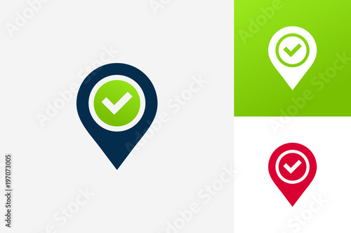 Pin Check Logo Template Design Vector, Emblem, Design Concept, Creative Symbol, Icon