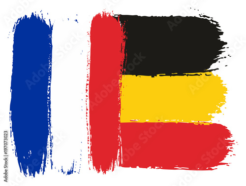 France Flag & Germany Flag Vector Hand Painted with Rounded Brush