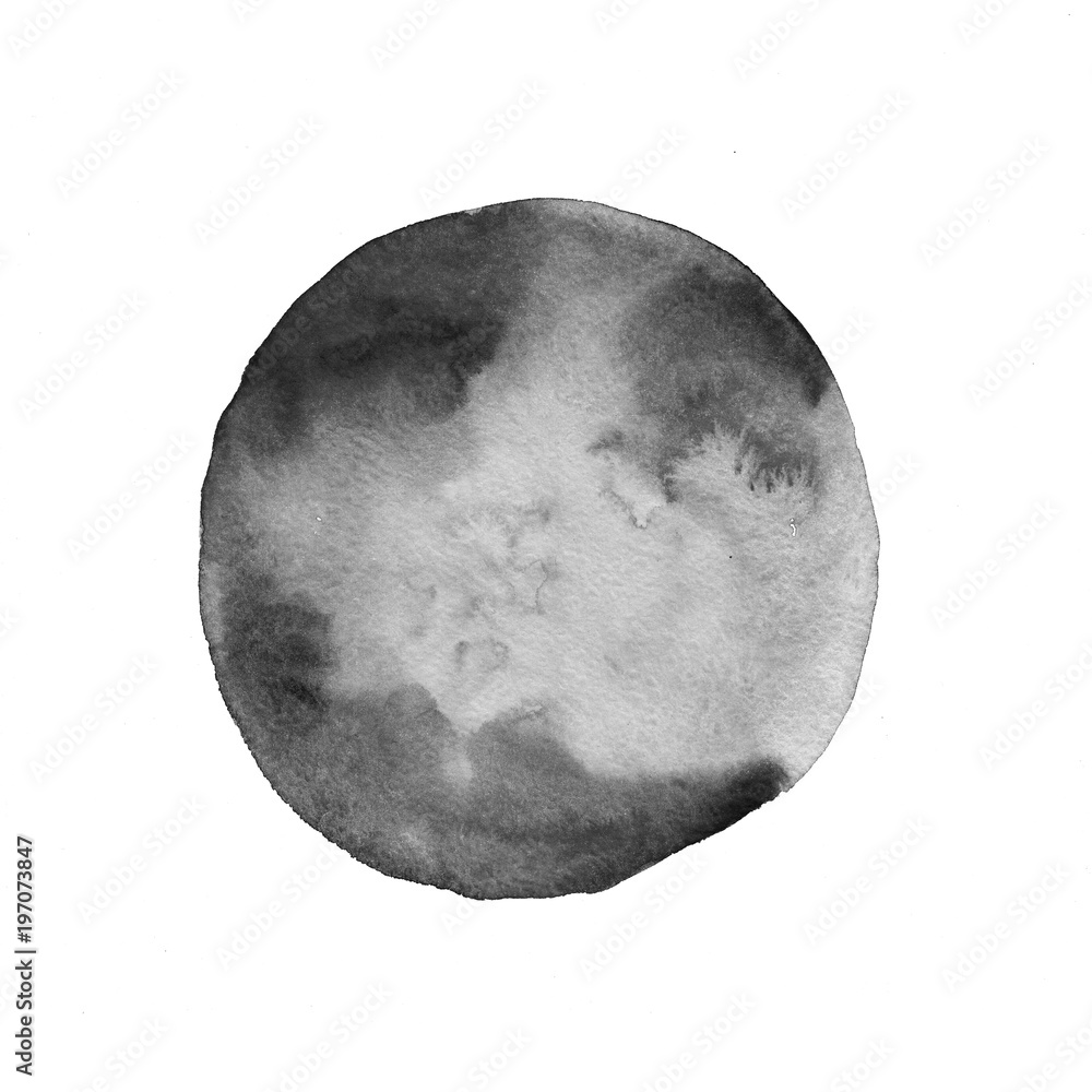 Abstract watercolor hand painted monochrome circle texture. Abstract artistic element isolated on white background. Abstract watercolor hand painted monochrome circle texture. Abstract artistic element isolated on white background.