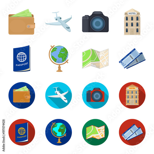 Vacation, travel, passport, globe .Rest and travel set collection icons in cartoon,flat style vector symbol stock illustration web.