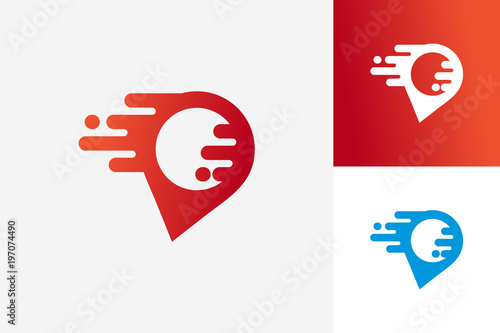 Fast Pin Logo Template Design Vector, Emblem, Design Concept, Creative Symbol, Icon