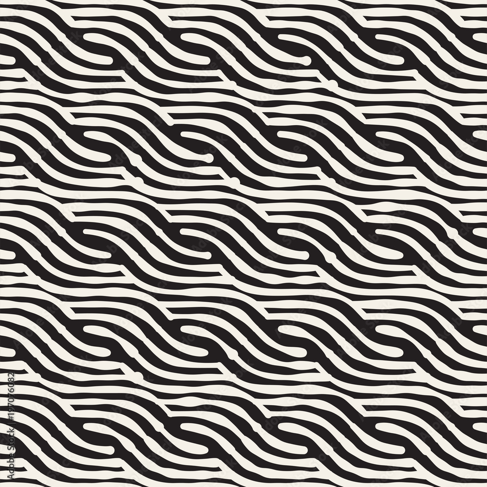 Hand drawn striped seamless pattern with brushstrokes tiling. Abstract freehand texture for print