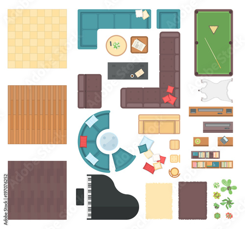 Club interior elements - set of modern vector objects