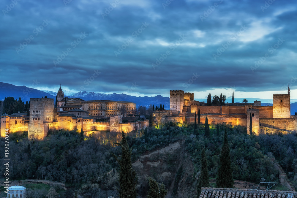 Alhambra palace night view