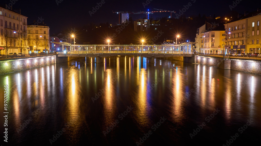 Epinal Moselle River and Bridge Night Shot with Long Expose