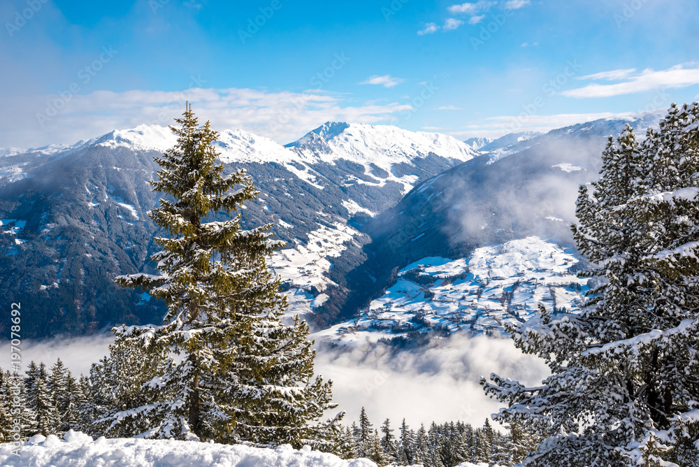 Snowy landscape - Winter ski resort in Austria - Hochzillertal Snowy landscape - Winter ski resort in Austria - Hochzillertal