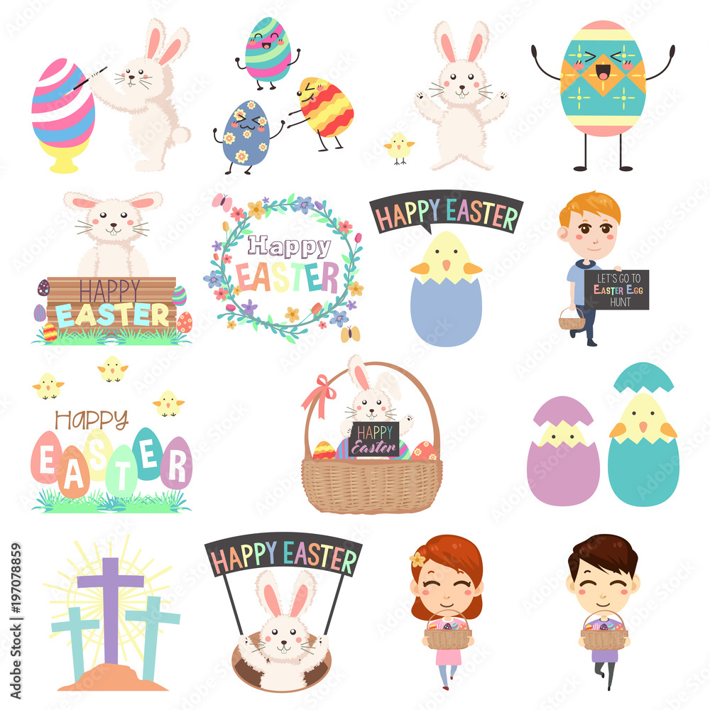 Fototapeta premium Cute Easter Clip Arts Illustration