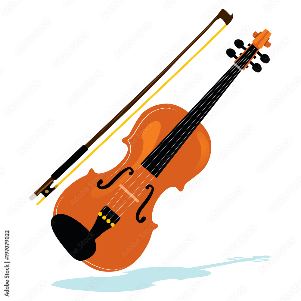 Fototapeta premium Illustration of violin with bow philharmonic orchestra instrument
