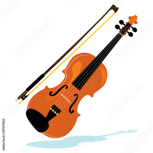 Fototapeta Illustration of violin with bow philharmonic orchestra instrument