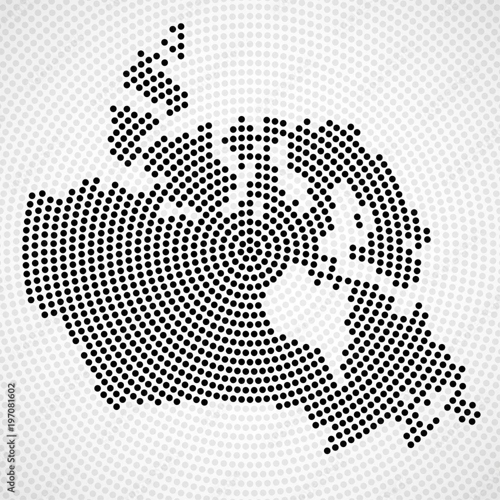 Abstract Canada map of radial dots, halftone concept