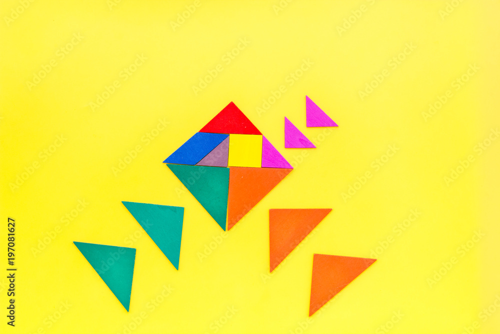 jigsaw puzzle game piece office table in business strategy set yellow background top view mock up jigsaw puzzle game piece office table in business strategy set yellow background top view mock up