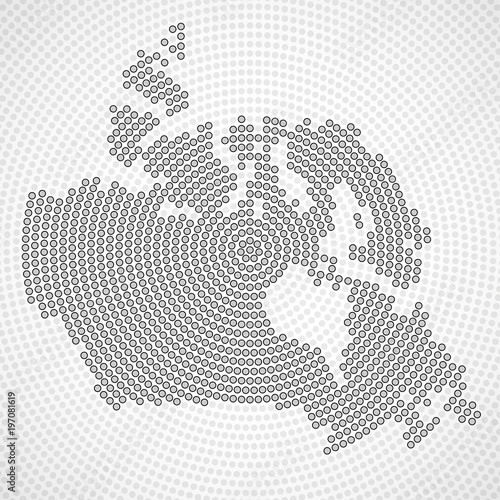 Abstract Canada map of radial dots, halftone concept