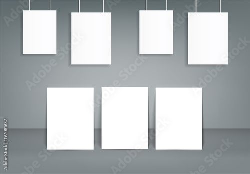 Set of blank poster bi fold brochure mockup cover template