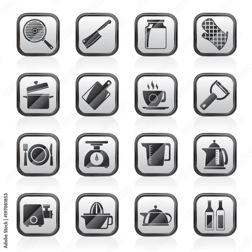 home kitchen equipment icons - vector icon set home kitchen equipment icons - vector icon set