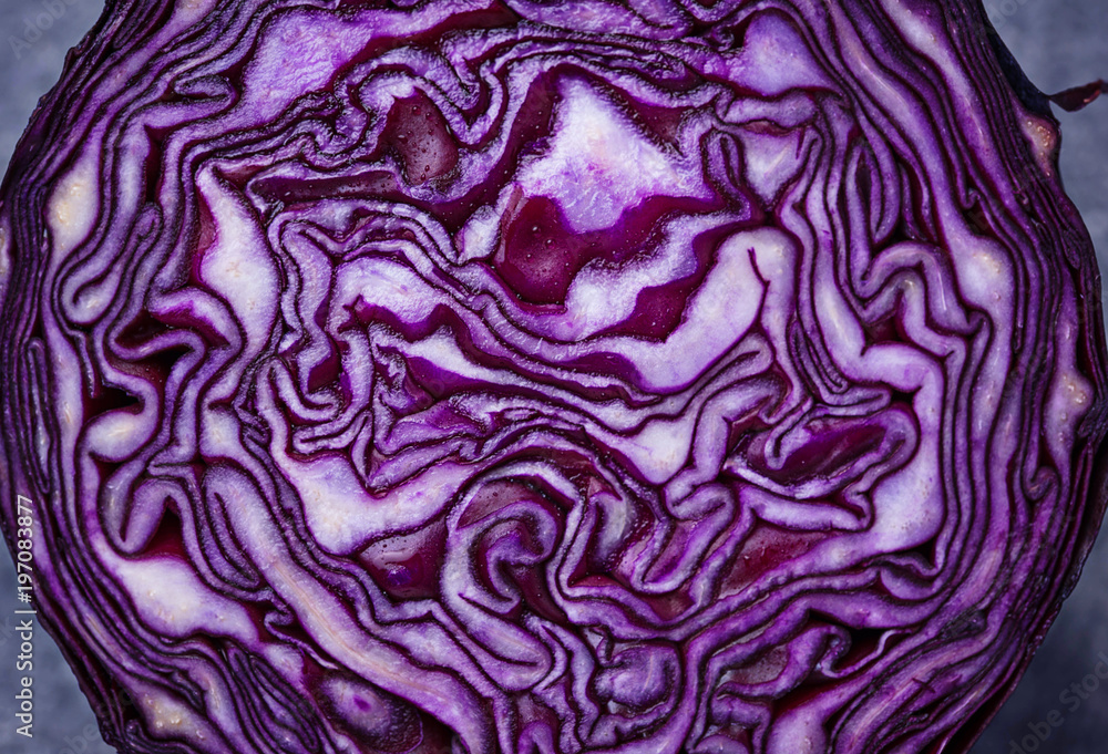 Cut red cabbage. Top view Cut red cabbage. Top view