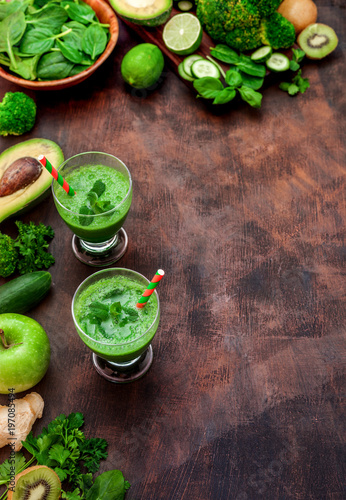 Fresh Green Smoothie - Detox Diet Concept