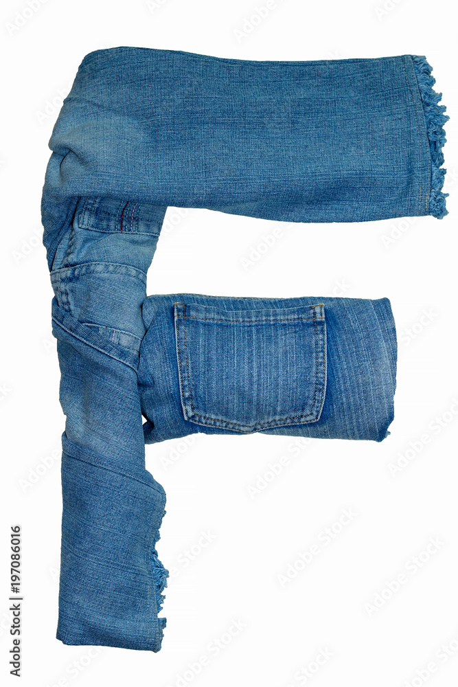 nachtmerrie Gastvrijheid Pak om te zetten Isolated English alphabet is laid out from letters consisting of jeans  clothes of various shade Stock Photo | Adobe Stock