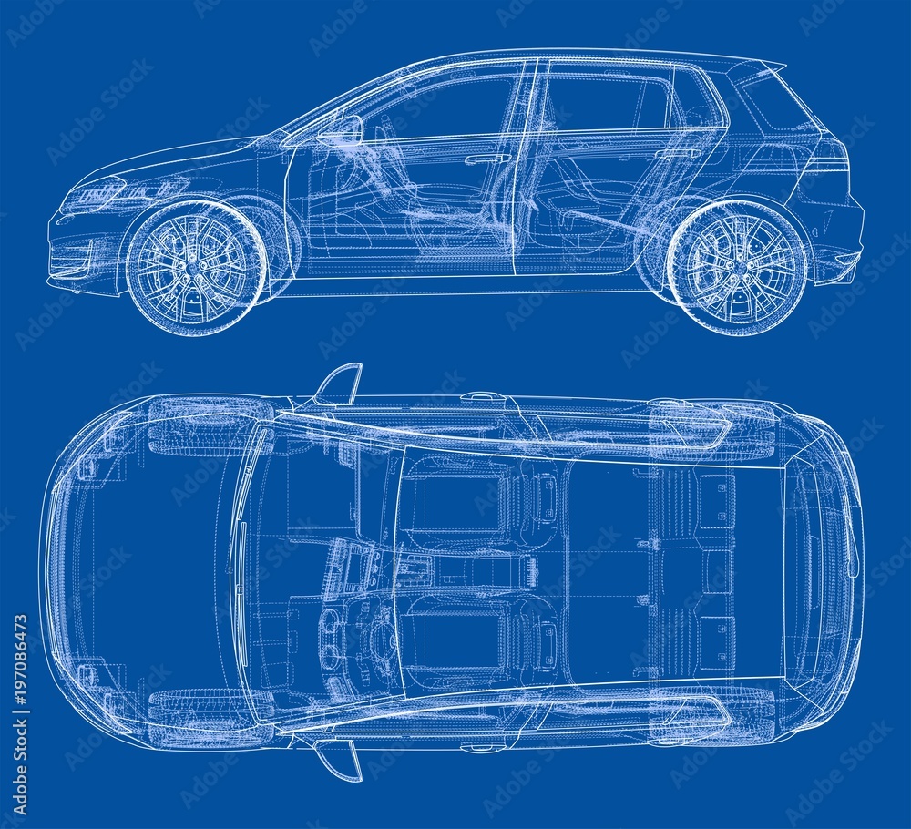 Obraz premium Car sketch. Vector